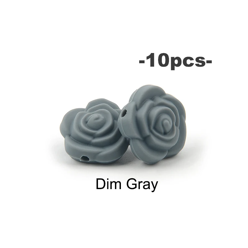 Elegant Rose Flower Silicone Bead Set for DIY Jewelry and Crafts (10 pcs)