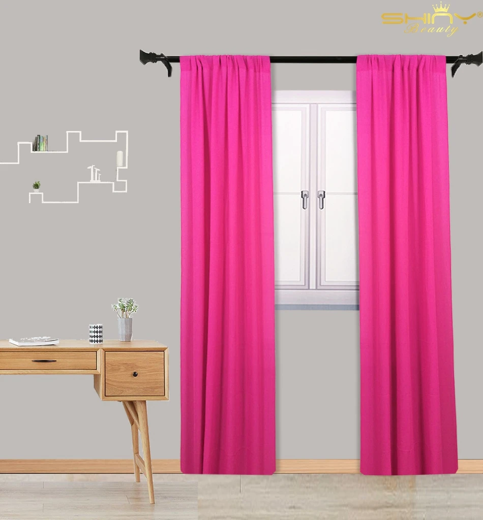 

Children Blackout Chiffon Curtain 2.4FTx6.5FT Sheer Backdrop Curtains Fuchsia Cheap Window Decoration Curtains for Bedroom-M1909