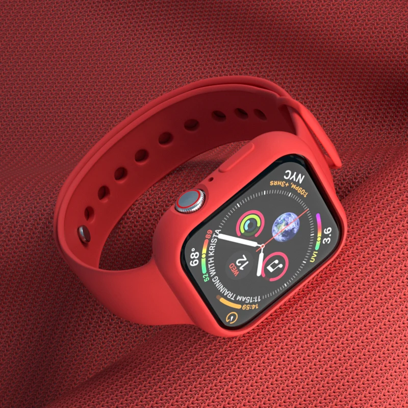 

Soft silicone Cover for apple watch 4 5 series case for iwatch 40mm 44mm bumper protector thin frame watchband