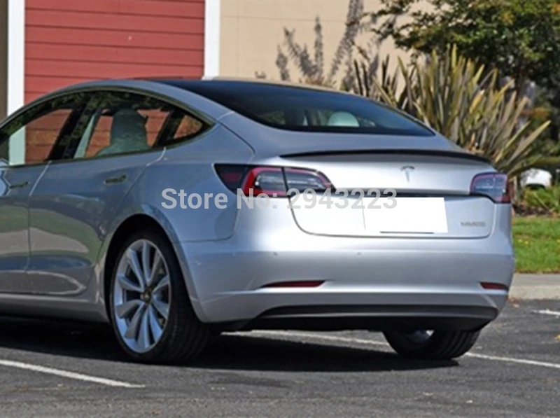Для Новая Tesla модель 3 Высокое качество глянцевый черный Реальные углеродного волокна задний багажник спойлер заднего крыла украшения