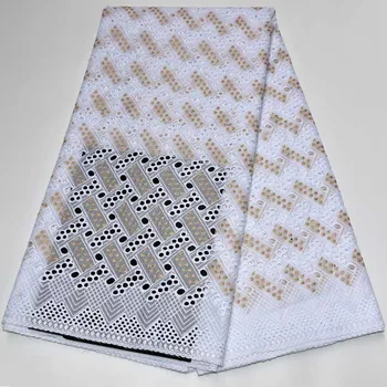 

Latest Swiss Voile lace in Switzerland High Quality Pure Cotton Fabric African Nigerian Stones Lace Fabrics for Wedding 5Yards