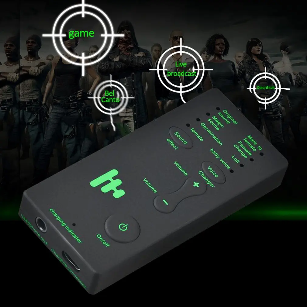 Voice Changer Adapter Portable Microphone Game Disguiser for PUBG 8 Modes for kids/XBOX/PS4/Phone/i