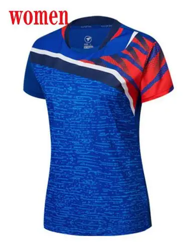 Быстросохнущая рубашка для бадминтона для мужчин/женщин, теннисные рубашки, Майки для настольного тенниса, спортивные рубашки для бега и спортзала A111 - Цвет: women blue 1 shirt