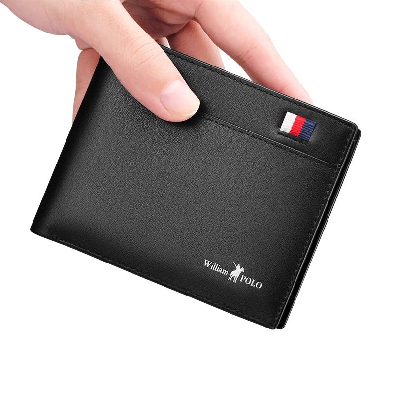 

WilliamPolo short Wallet mens slim Credit Card Holder Genuine Leather mini Multi Card Case Slots Cowhide Leather Wallet