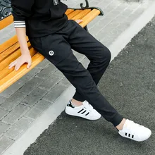 Осенняя одежда, новые стильные вязаные штаны среднего и большого размера для мальчиков, повседневные спортивные штаны для детей 6-15 лет, модная детская одежда