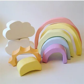 

Rainbow Clouds Sun Building Blocks Set Model Nordic Crafts Ornaments INS Kids Room Decoration Gift Photoraphy