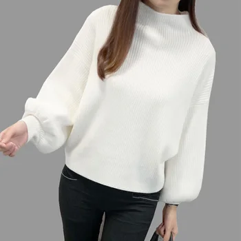 

2019 New Winter Women Sweaters Fashion Turtleneck Batwing Sleeve Pullovers Loose Knitted Sweaters Female Jumper Tops