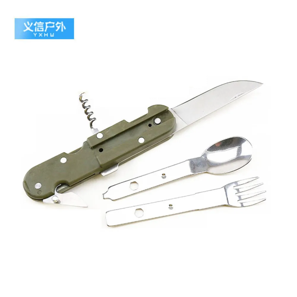 5 in 1 Tableware Multi-functional Folding Knifes Picnic Bottle Opener Outdoor