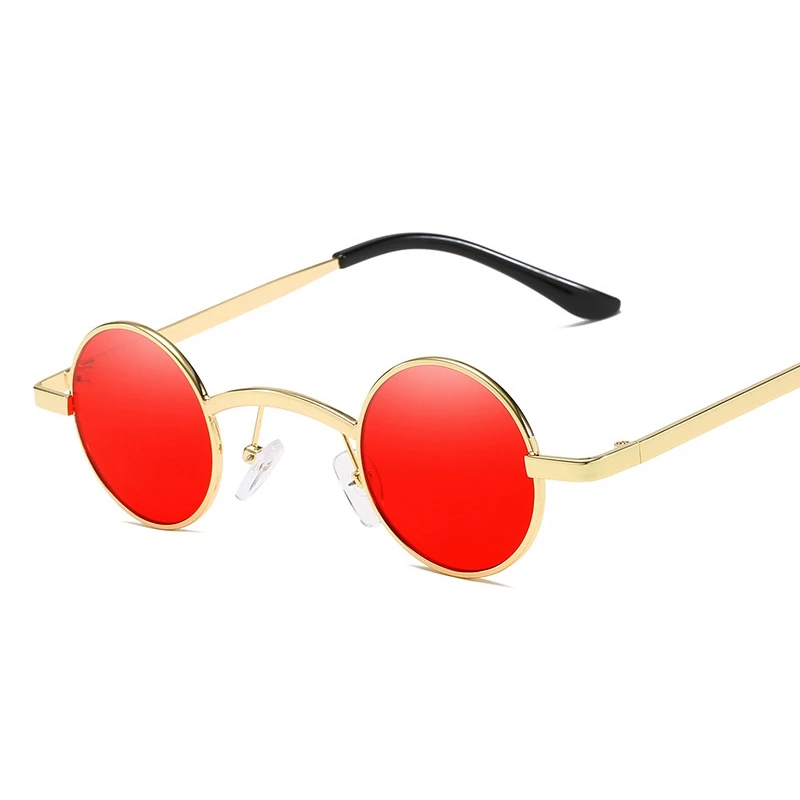 Oculos Quadrado Feminino, круглые маленькие солнцезащитные очки для женщин, мода, хиппи, оттенки, круглые линзы, женские солнцезащитные очки, 90s очки - Цвет линз: C07-Gold-Red