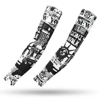 Tattoo Arm Sleeves Ice Silk Fabric UV Protection Running Sleeve Fitness Basketball Elbow Sport Cycling Arm biker sleeve 2
