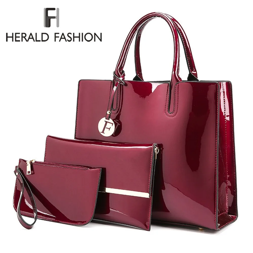 Herald Fashion яркие однотонные женские сумки из лакированной кожи Женские Простые