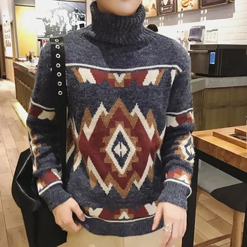 

Season High Lead Sweater Male Loose Nation Wind Personality Printing Wire Dress Trend Man Tide Brand Knitting Unlined Upper