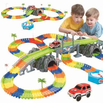

Lighting Track Vehicle Diy Variable Assembly And Installation Plastic Electric Led Night-light Children's Toy Track Racing Car