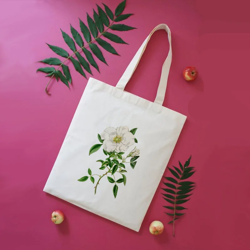 Повседневная Холщовая Сумка-тоут с цветочным принтом, сумка для покупок, сумка для ежедневного использования, Экологичная сумка, многоразовая утилизация, сумка для женщин