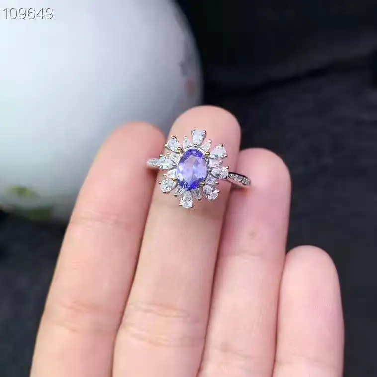 Натуральный Танзанит 925 серебряные ювелирные изделия кольцо для женщин ювелирные украшения 5x7 мм