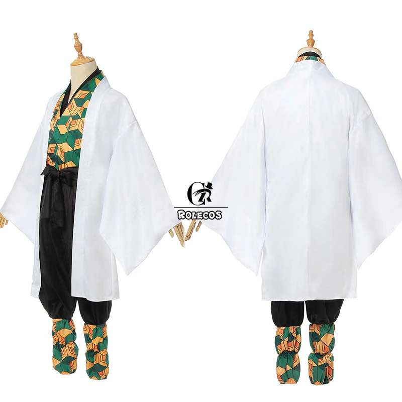 ROLECOS аниме Demon Slayer Sabito Косплей Костюм Kimetsu no Yaiba Sabito косплей костюм для мужчин кимоно Униформа белый плащ костюм