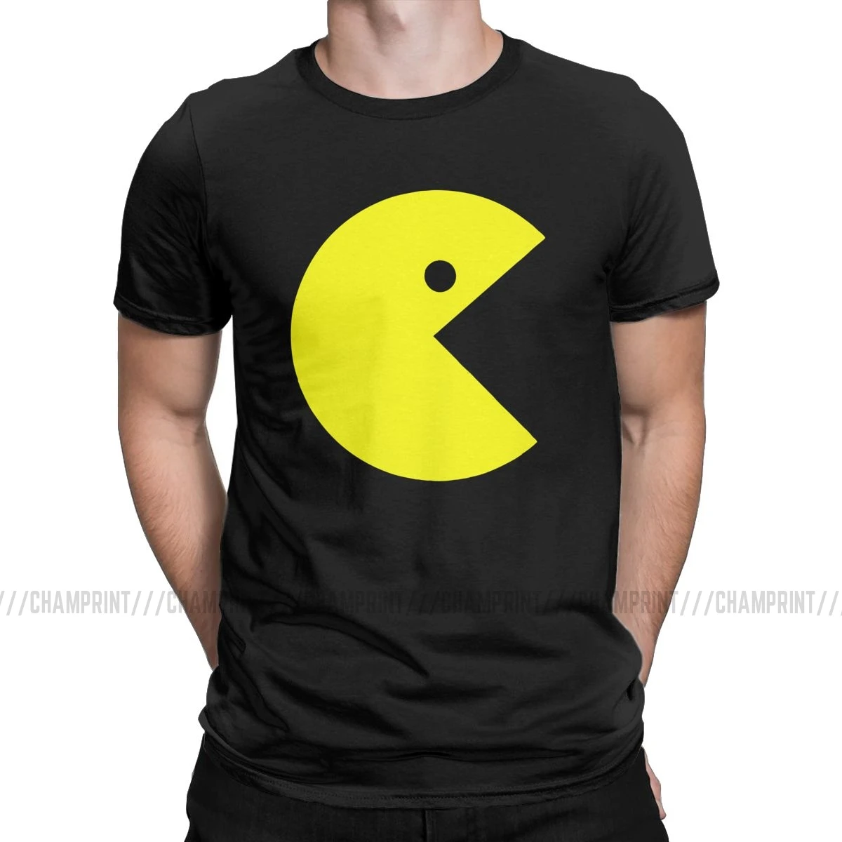 Винтажные футболки Pac-man, мужские хлопковые футболки с круглым вырезом, Pacman Pakkuman, ретро 80 s, аркадные игры, футболки с коротким рукавом, одежда для взрослых - Цвет: Черный