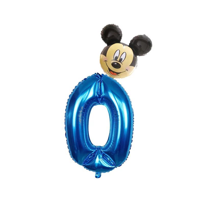 30 дюймовый розовый и голубой номер цифры Фольга надувные шары Mickey воздушный шар из фольги Минни От 1 до 4 лет штаны для мальчиков и девочек День рождения украшения - Цвет: Серый