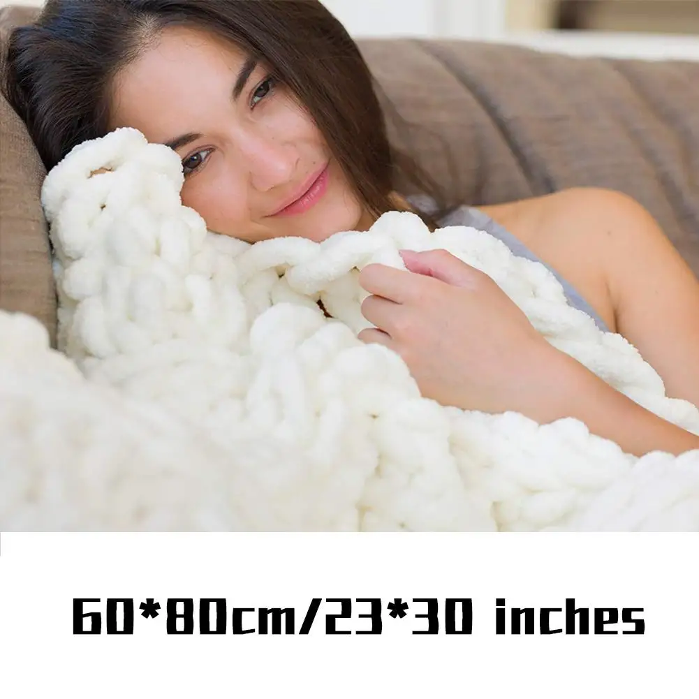 Массивное трикотажное покрывало уютное полиэфирное синель одеяло s мягкое ручное массивное вязаное Пледы для зимний лежак одеяло для дивана - Цвет: White