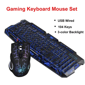 

Gaming keyboard and Mouse Wired keyboard with RGB backlit keyboard Gamer kit 5500DPI Gaming Mouse Set For PC Laptop Tablet LOL