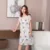 Sanderala Women Cartoon Sleepwear Print Dress Sexy Lingerie Milk Silk Cute Animal Nightgrown Strap Thin Female Nighty Underwear