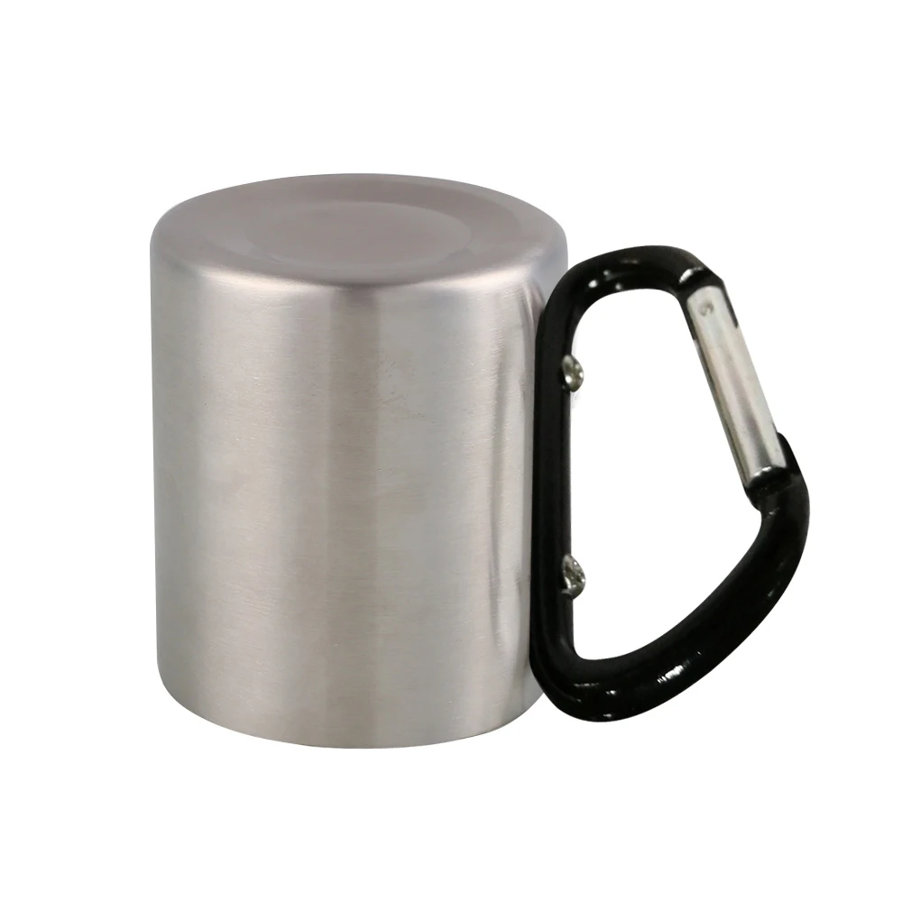 Portable Stainless Steel Camping Mug Outdoor Cup Bottle Drinkware Carabiner