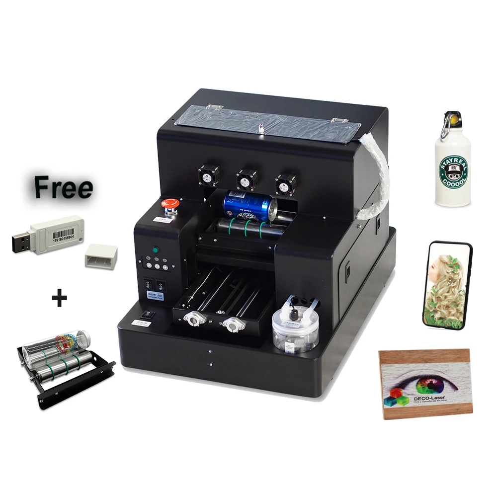 

Automatic A4 UV Printer Bottle Printer 16*30 cm flatbed printer For Phone Case /Metal/Wooden/PVC With Rip9.0 Software