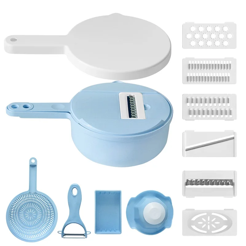 

13pcs Mandoline Slicer Vegetable Slicer Potato Carrot Onion Grinder Grater Kitchen Accessory Tools with Strainer Fruit Cutter