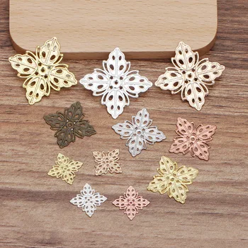 

13mm 20mm 25mm Vintage Brass Square Filigree Flower Charms Bases Connectors Wraps Finding Hair Clasps DIY Jewelry Accessories