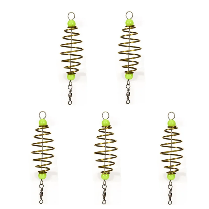 5Pcs Fishing Bait Spring Lure Inline Hanging Tackle Stainless Steel Feeder T_KF 