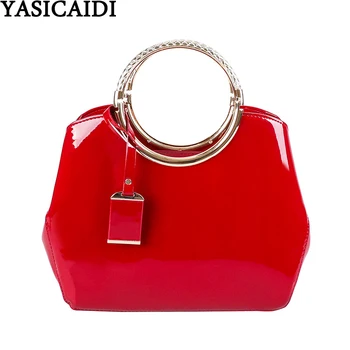 

YASICAIDI 2020 Patent Leather Ladies Hand Bags Frame Top-Handle Women's Handbags Casual Tote Bridal Crossbody Bag bolsa feminina
