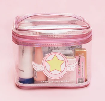 

Anime Card Captor Cardcaptor Sakura Cosmetic Makeup Bag Cosplay Waterproof PVC Portable Pouch Travel Make Up Bags Gift