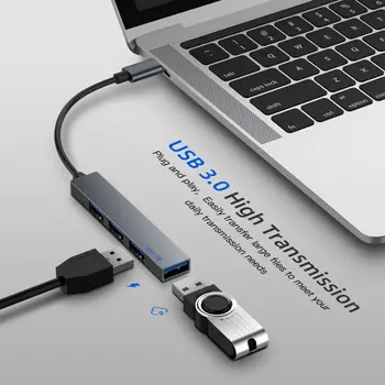 

4-Port USB 3.0 Hub 5Gbps Portable Compact PC Mac Laptop Notebook Desktop