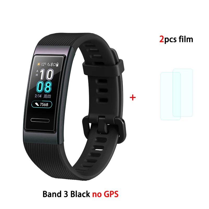 HUAWEI Band 3 Pro Smart Band все-в-одном фитнес-трекер активности, водонепроницаемость 5 АТМ, пульсометр, встроенный gps - Цвет: Band 3 Black film