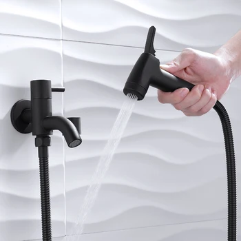 

Toilet Bidet Sprayer Set Kit Muslim Shower Handheld Black Bidet Faucet Bath Tap Hand Sprayer ABS Shower Head Self Cleaning