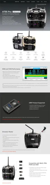 Radiolink AT9S Pro 10/12 Channel RC Transmitter With R9DS Receiver - Long Range For Drones, Planes, Cars