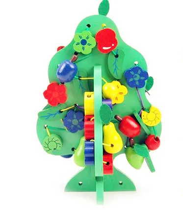 

Wisdom Tree Threading String of Fruit Tree Beaded Bracelet 2-6-Year-Old Montessori Early Educational Teaching Aid Wooden Assembl