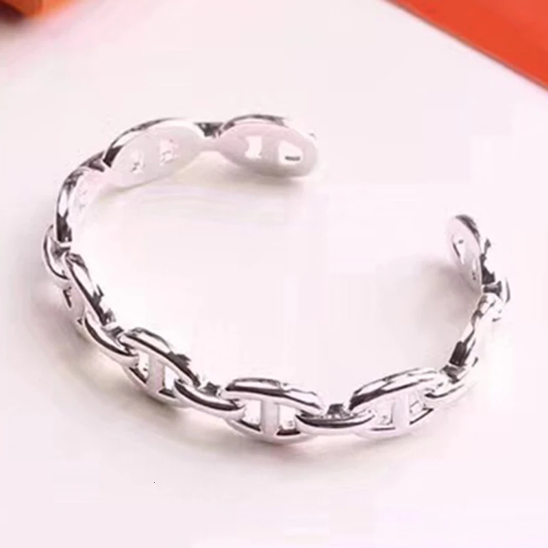 Platinum Bangle Брендовые ювелирные изделия из чистого серебра 925 пробы для женщин, подковообразный замок, браслет, кольца, ювелирный набор, подкова, чистое серебро, браслет, кольцо, набор - Окраска металла: Platinum Bangle