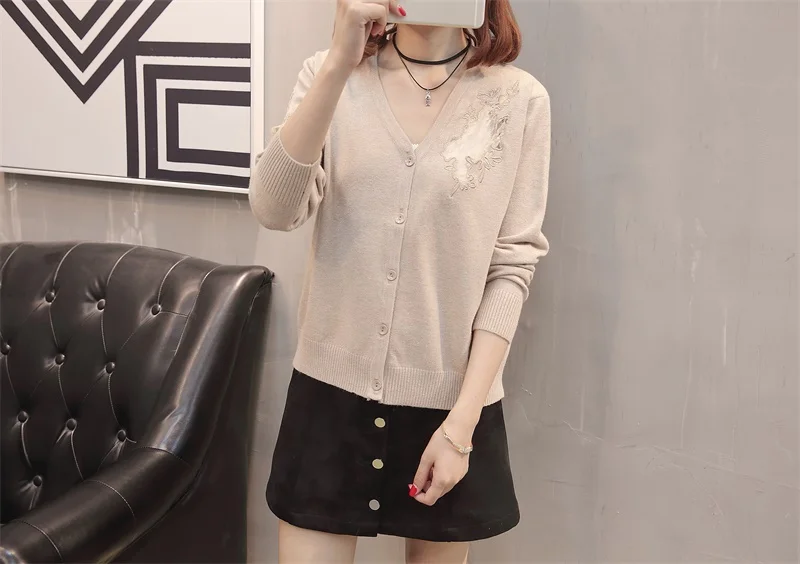 OHCLOTHING 53(zhong 1 ряд 5) осеннее платье чистый цвет F3117 полый кружевной свитер пальто