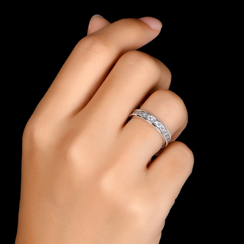 Fashion 925 Sterling Silver Full Eternity Women Engagement Ring Simulated Diamond Wedding Silver Bridal Rings Jewelry - 5