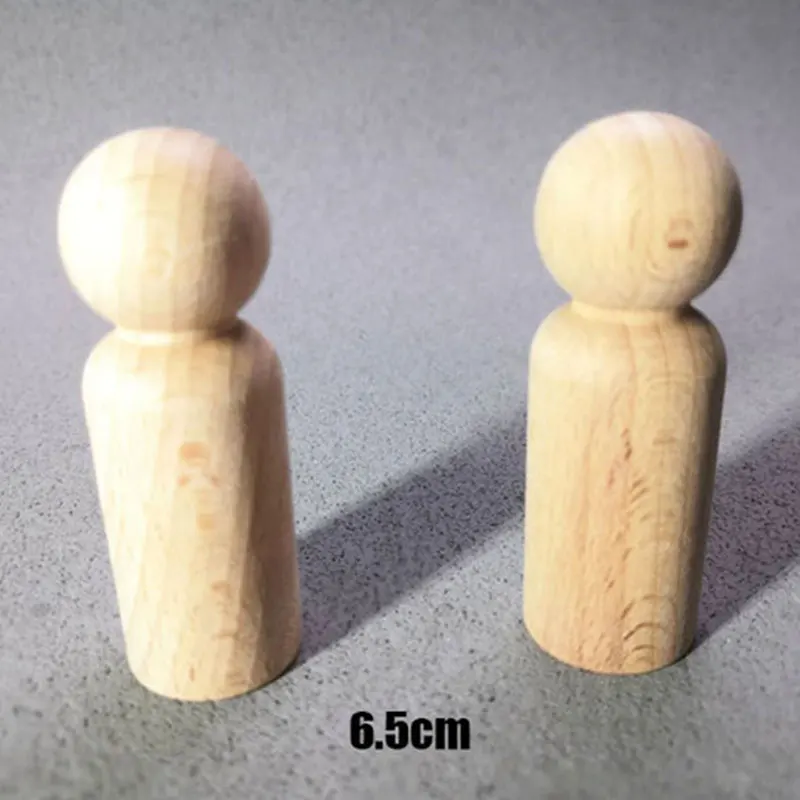 2 шт. детские деревянные Семейные куклы ручной работы, DIY игрушки, рождественские подарки, деревянные Пустые игрушки ручной работы, подарки для рисования - Цвет: 2pcs boy 6.5cm