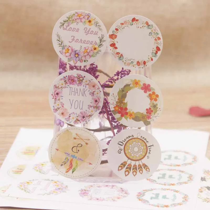 3.5x3.5cm paper sticker white /brown color love u forever same best wishes for wedding candy /gifts beautiful fashion style