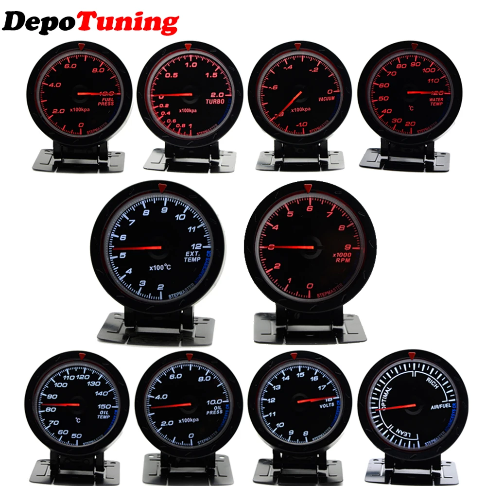 

60MM Boost Turbo/Vacuum/Water Temp/Oil Temp/Oil Press/Voltmeter/Air Fuel Ratio/ EGT/Fuel Press/Tachometer Gauge With Black Face