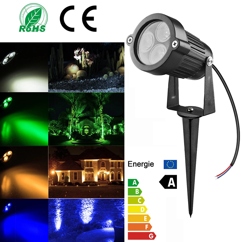 Aluminum Waterproof Lawn Light LED Garden Flood Yard Patio Path Spotlight Lamp 3*3W Warm White AC 85-265V with Base | Лампы и