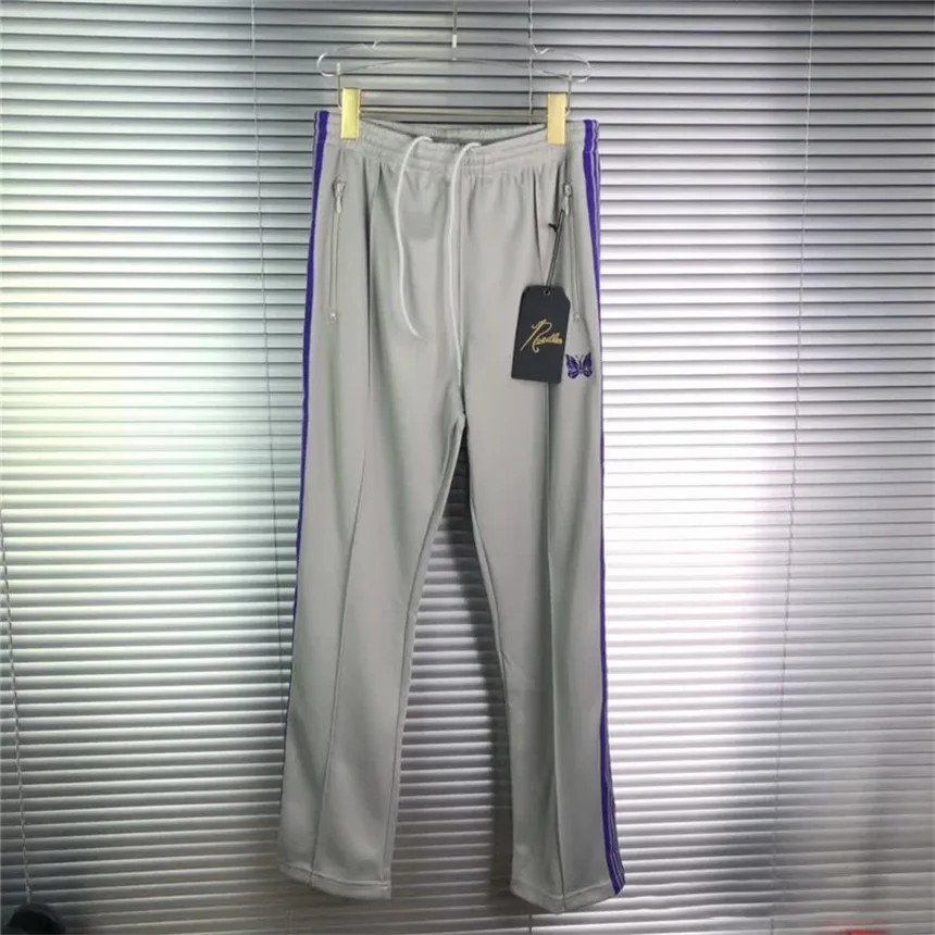 

AWGE Pants Men Women Blue Butterfly Embroidery Logo Needles Sweatpants Blue Stripes AWGE PANTS TROUSERS