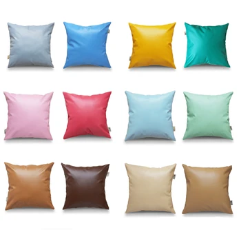 

45x45cm Retro sheepskin pattern PU leather cushion cover sofa imitation leather pillowcase square PU pillow cover for backrest
