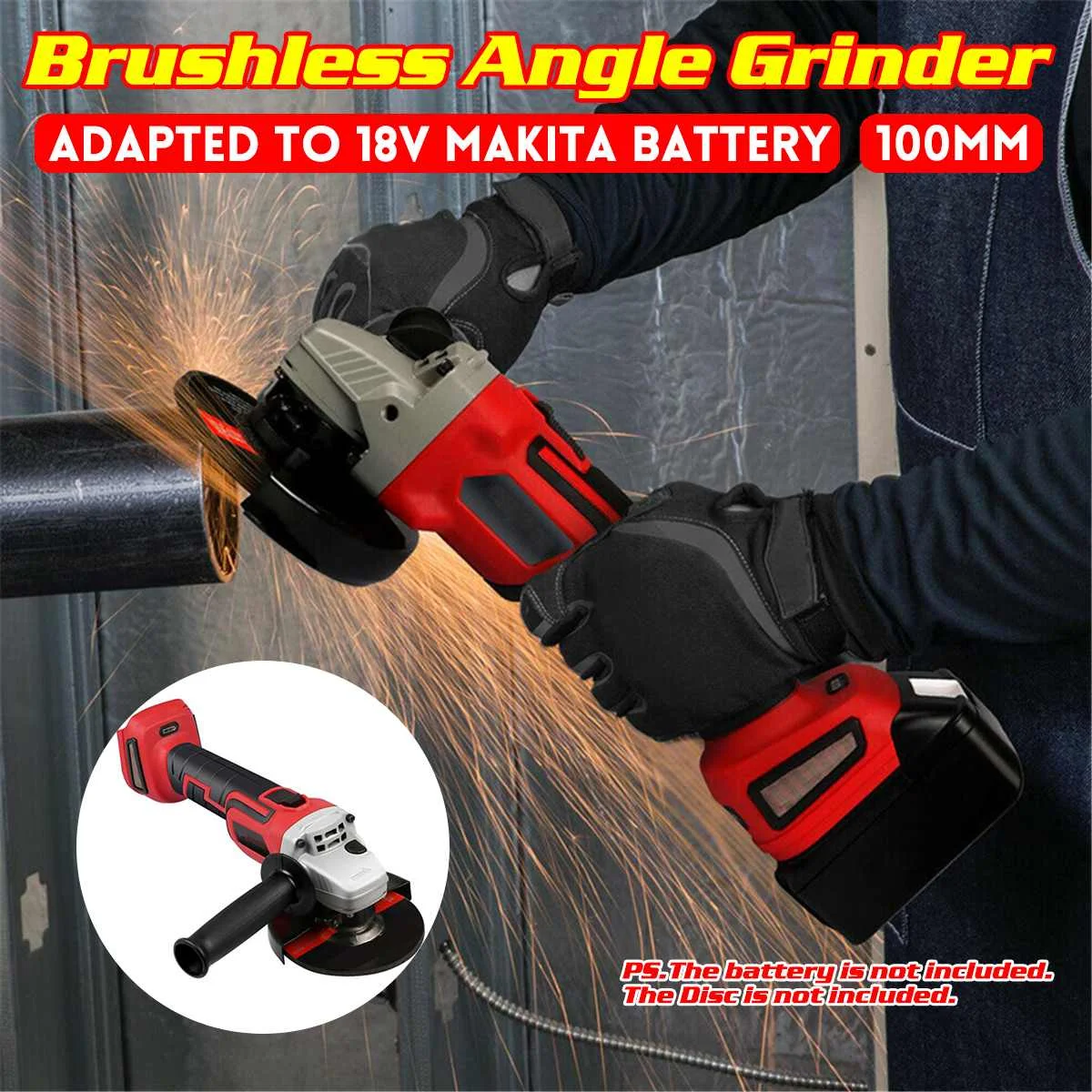 

Cordless Electric Angle Grinder 100/125mm 0-8500 RPM Brushless Grinding Machine Metal Cutting Power Tools For 18V Makita Battery