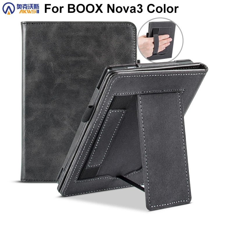 

Case for BOOX Nova3 Color 7.8 inch Nova 3 Ereader Cover Premium Leather with Hand Strap Smart Funda for BOOX Nova 3 Auto Sleep