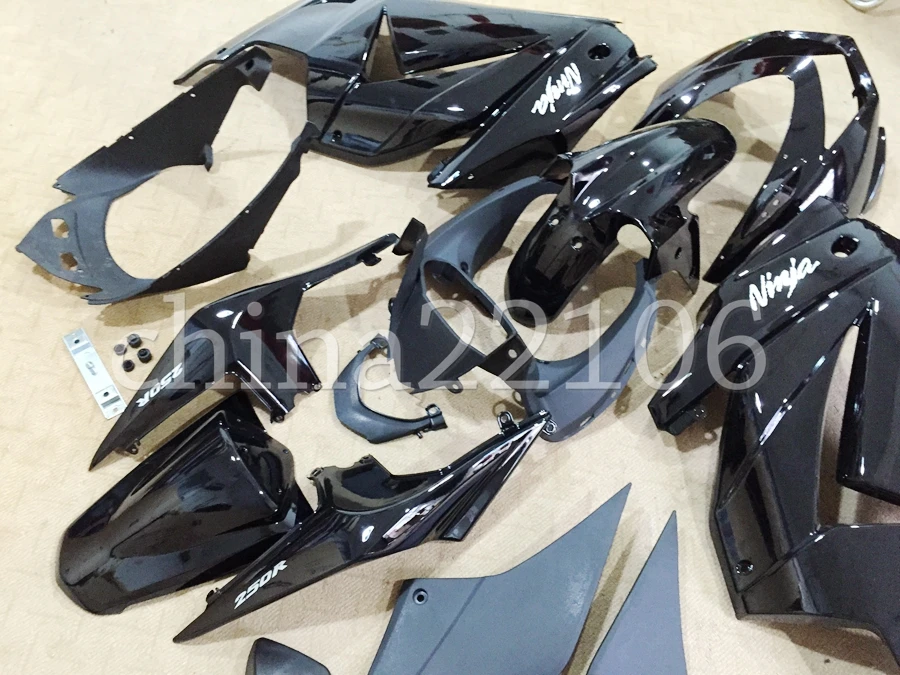 ABS обтекатель комплект подходит для Kawasaki Ninja 250 EX250 ZXR250 2008- 08 09 10 11 12 13 14 Обтекатели(литья под давлением) черный свет