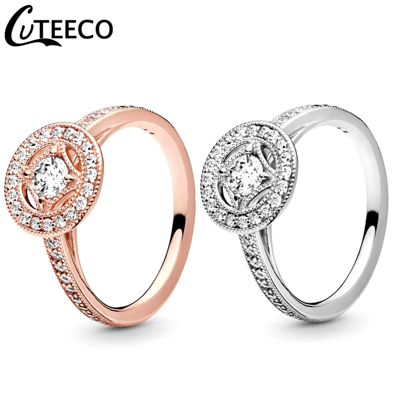 

CUTEECO 2019 New 30% 925 Silver Rose Gold Color Vintage Charm Rings For Women Wedding Ring Engagement Fashion Jewelry Gift